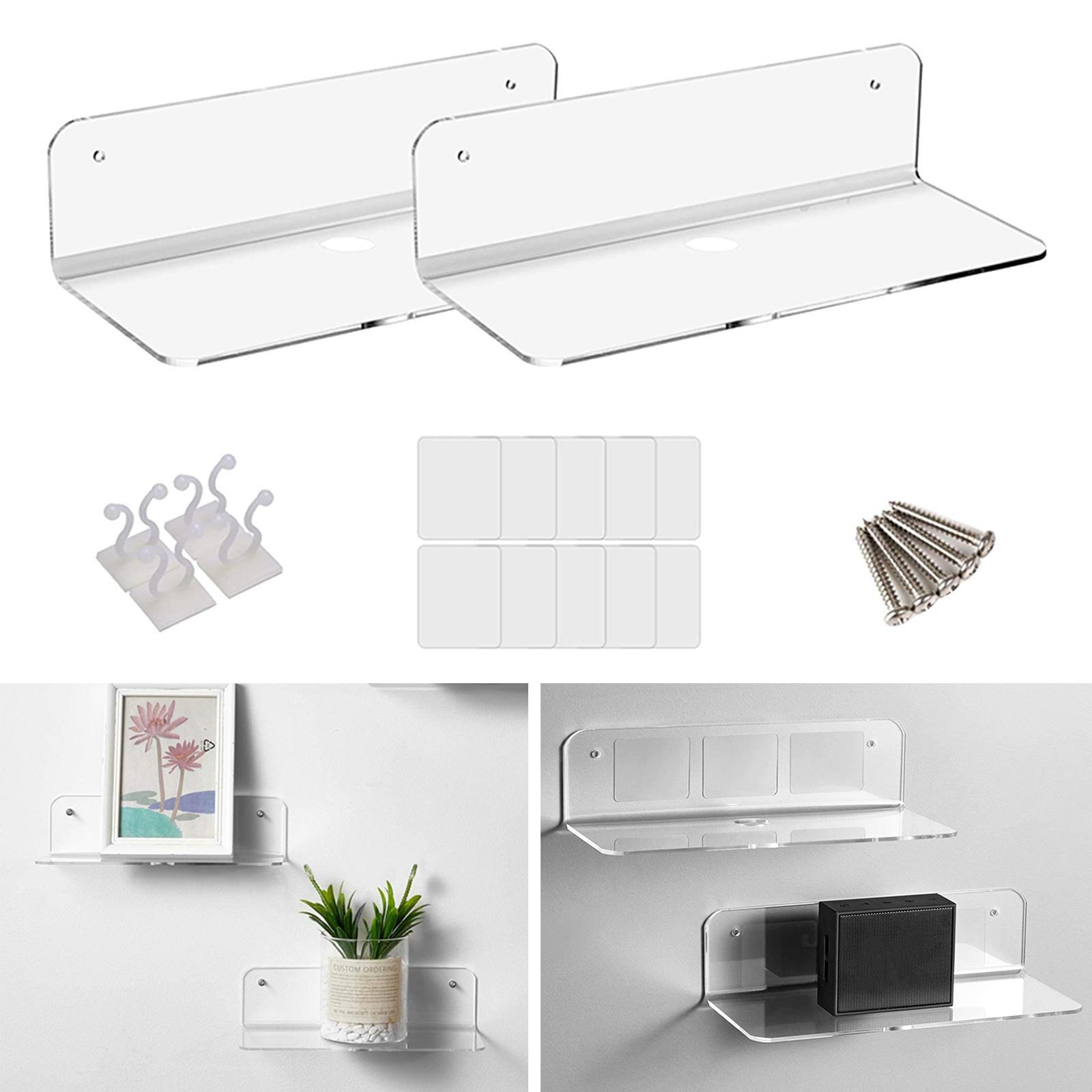 2x Acrylic Floating Wall Rack Small Display Shelf for  Speaker Clear New