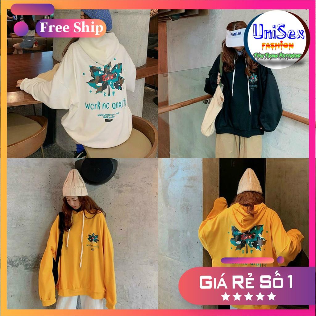 Áo Khoác Nỉ Nữ Hoodie In Hình Lá Phông Nón 2 Lớp Free Size 70kg AK132