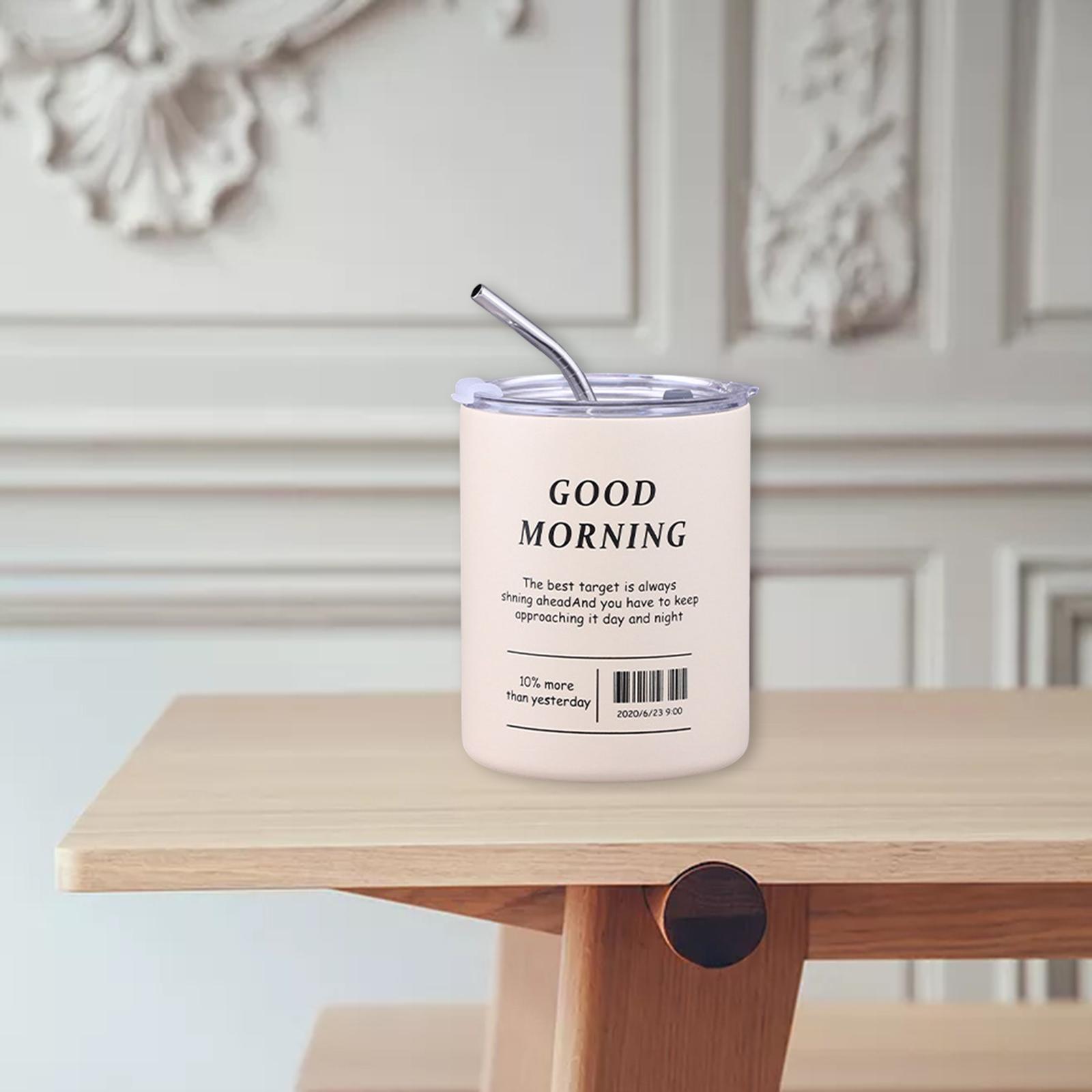 Portable Insulated Coffee Mug with Straw for Hot and Cold Drinks 350ml