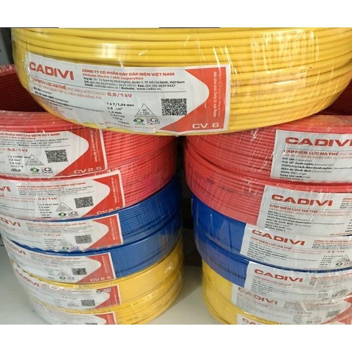 Cuộn 100 mét - Dây điện Cadivi 6.0mm đơn lõi 7 sợi CV 6.0