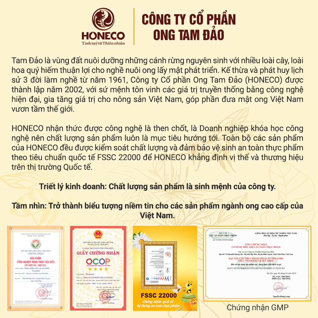 Mật ong Tacumin Honeco 30 gói x 15g
