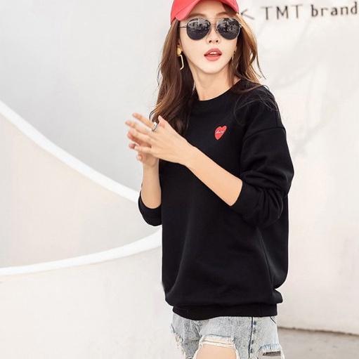 Áo Thun Sweater Nữ Vây Cá Tay Dài Bo In Logo Trái Tim Chữ LOVE Cute ATN5084 - J.A Shop