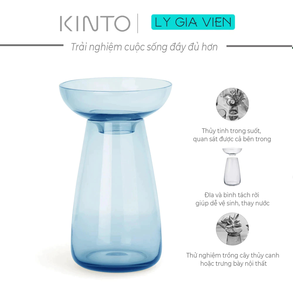 Lọ Thủy Tinh Cắm Hoa Kinto Aqua Culture Vase Small, dung tích 200 ml, đường kính 8 cm, cao 13 cm