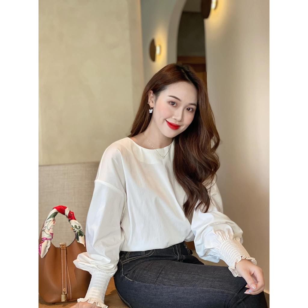 Áo sơ mi tay phồng bo chun Hàn Quốc