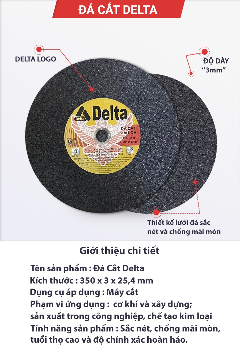 (10 Viên) Đá Cắt Kim Loại Delta 400x3x25.4mm Thiết Kế Lưỡi Đá Sắc Nét và Chống Mài Mòn | TOPWIN Official Store