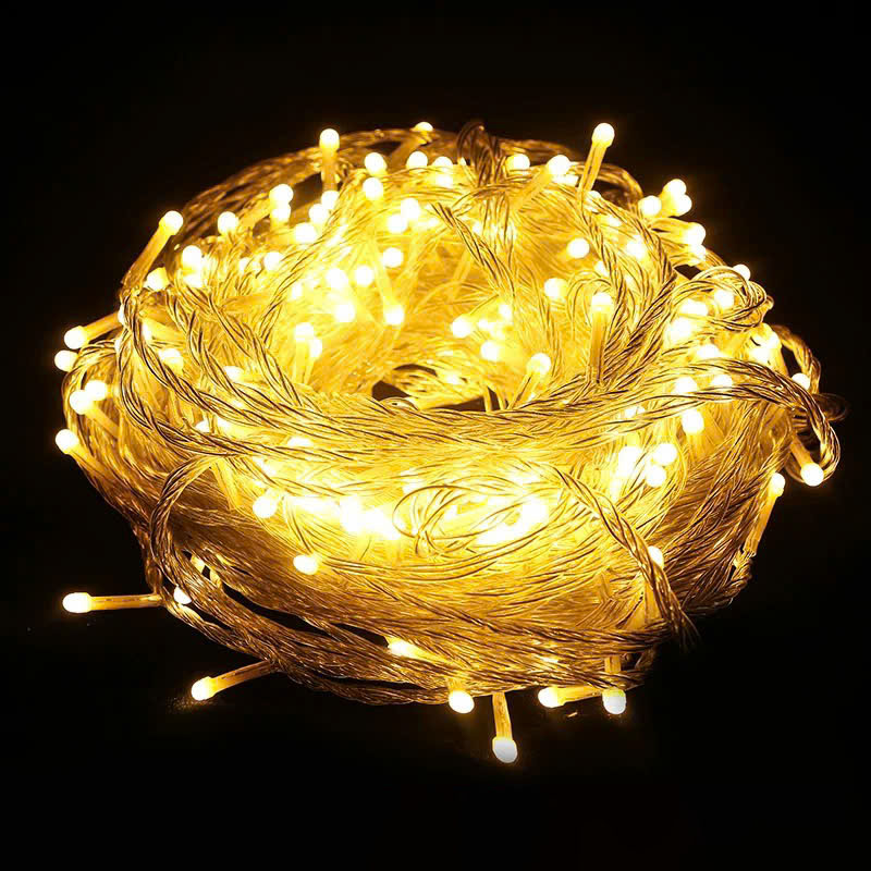 Dây Đèn Dp Sáng Vàng 8 Chế Độ Chớp Dài 80M Bóng Lớn V8 Có Box Điều Chỉnh Và Đầu Nối