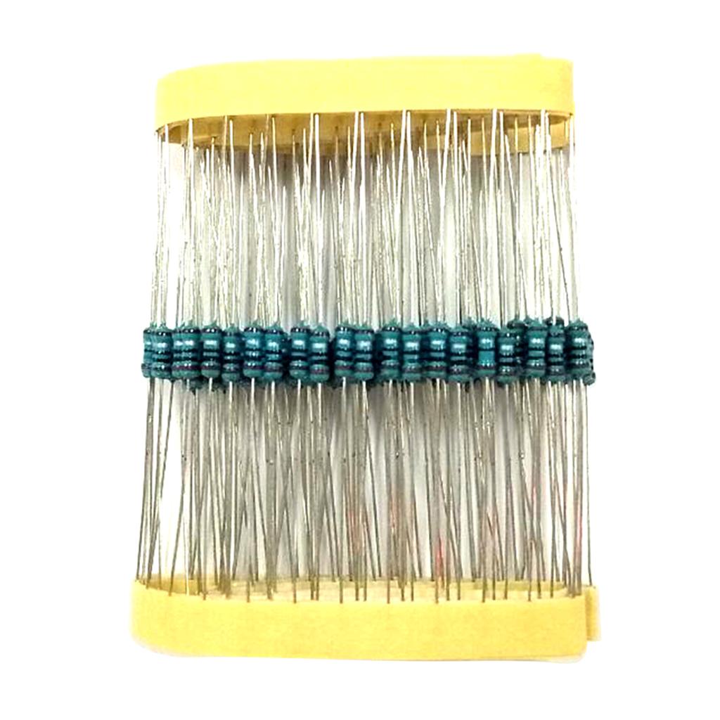 100 Miếng 1/4W 0.25W 220Ohm Kim Loại Phim Điện Trở Bộ Độ Chính Xác 1 Phần Trăm