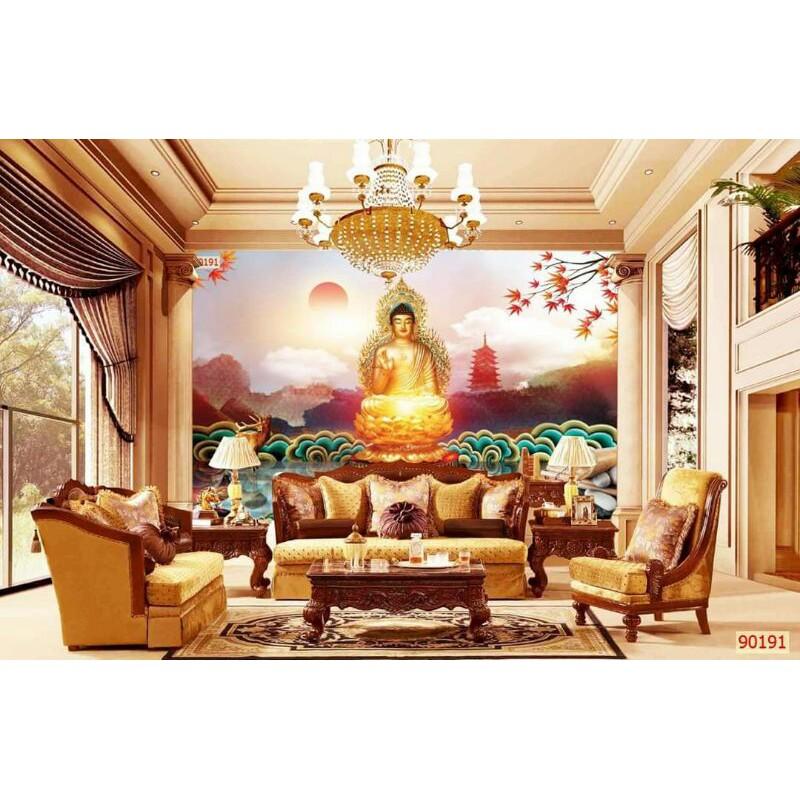 Tranh lụa Phật Thích Ca in vải lụa KT ngang 1.25m*0.8m