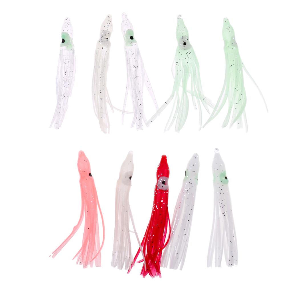 10 Pieces Squid Lure Soft Baits Octopus Squid Skirt Lure Fishing Tackle Saltwater A Necessary for Fishing Lovers