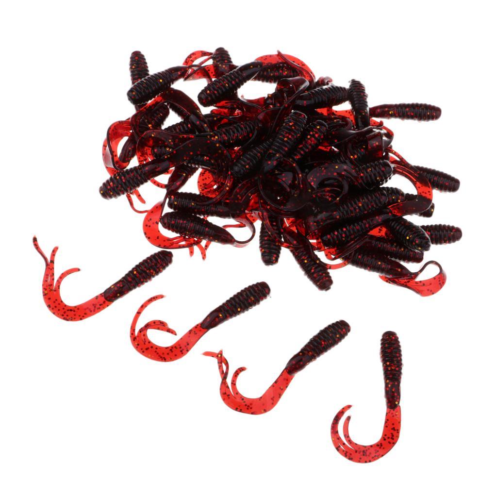 50pcs Soft Fishing Lure Grum Worms Jelly Lure Jig Head Bait Made of durable soft plastic