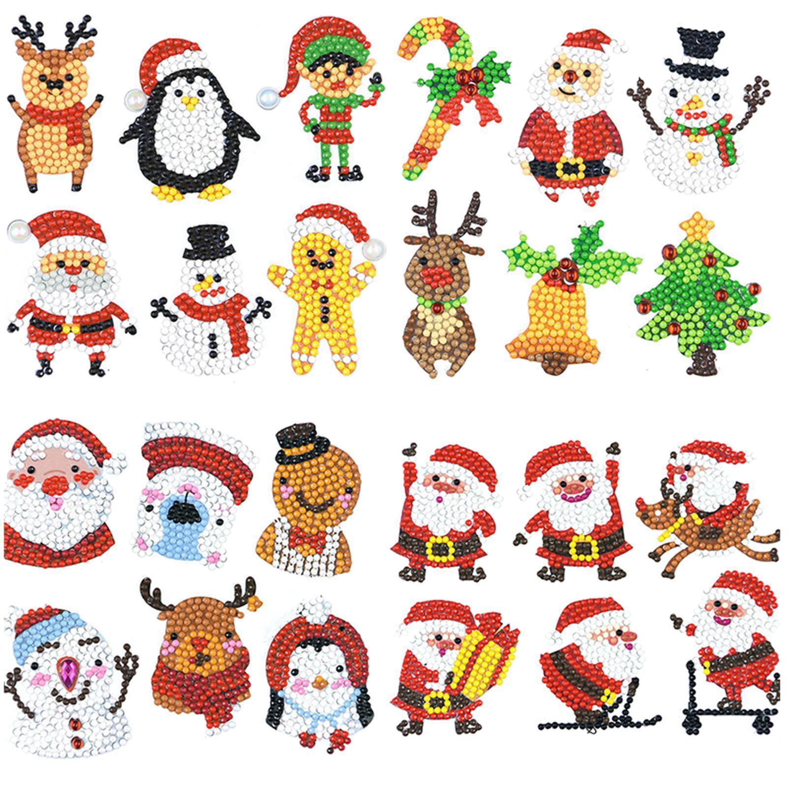24Pcs 5D Christmas Stickers DIY Home decor Embroidery Kits Kids Arts