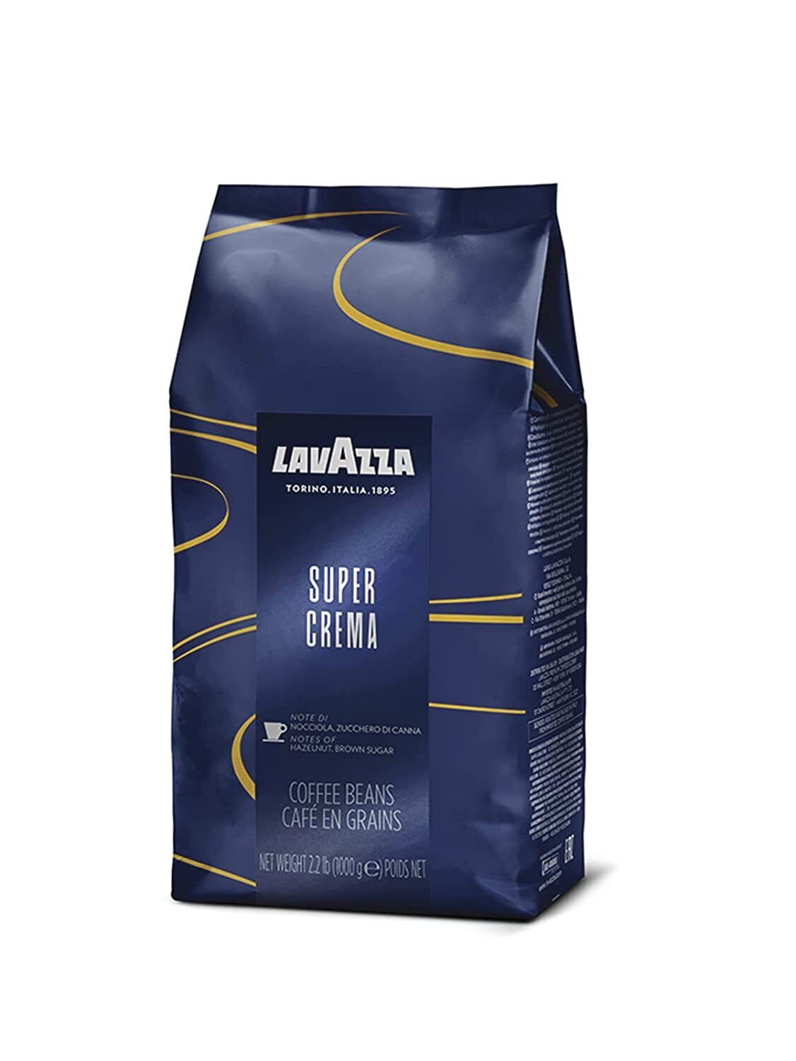 Cà phê hạt Lavazza Coffee Italy Super Crema Espresso - 1kg Whole bean - [Made in Italy] - 60% Arabica and 40% Robusta