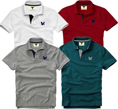 Áo thun nam cổ bẻ  logo thêu sắc xảo chuẩn men, combo 4 áo_EZ406
