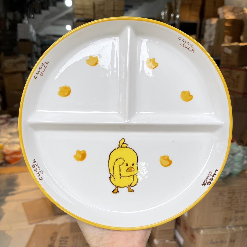 Đĩa Sứ 3 Ngăn, Nhiều màu, Đĩa sứ dùng để ăn cơm đựng thức ăn decor trang trí