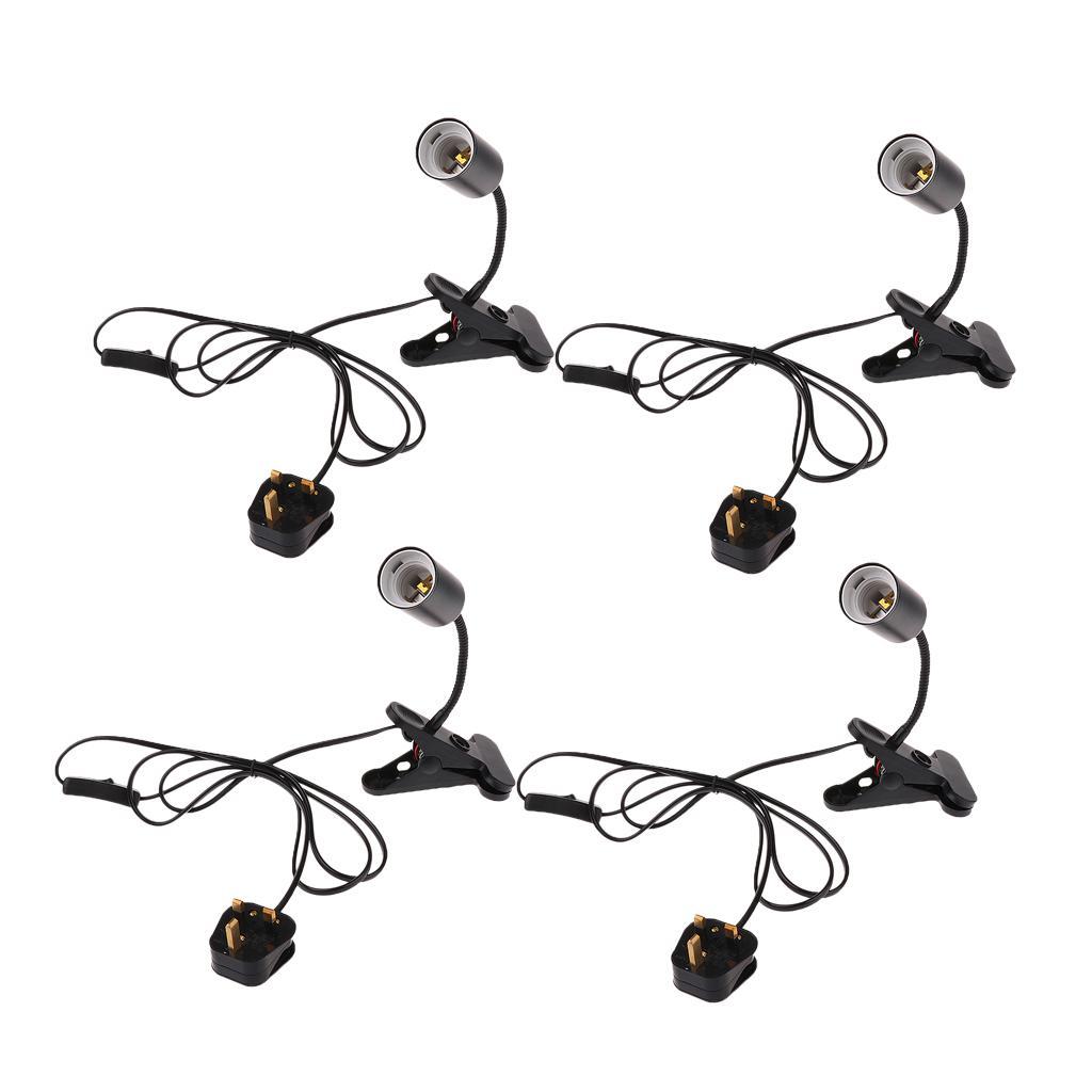 4Pcs Flexible Basking Heat Lamp Bulb Holder E27 Base for Reptile Turtle