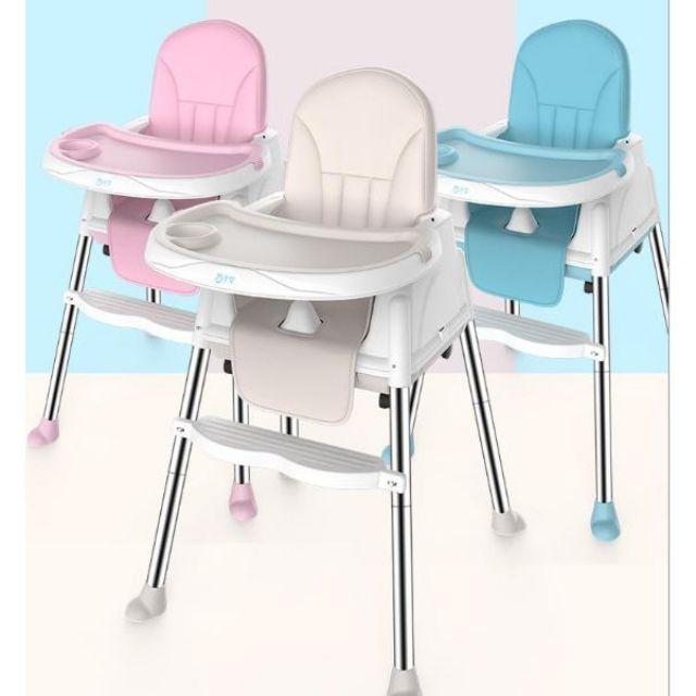 Ghế ăn dặm Đa Năng 3in1 4 bánh xe+ đệm PU chống thấm+ bàn ăn 2 lớp có thể chỉnh cao thấp