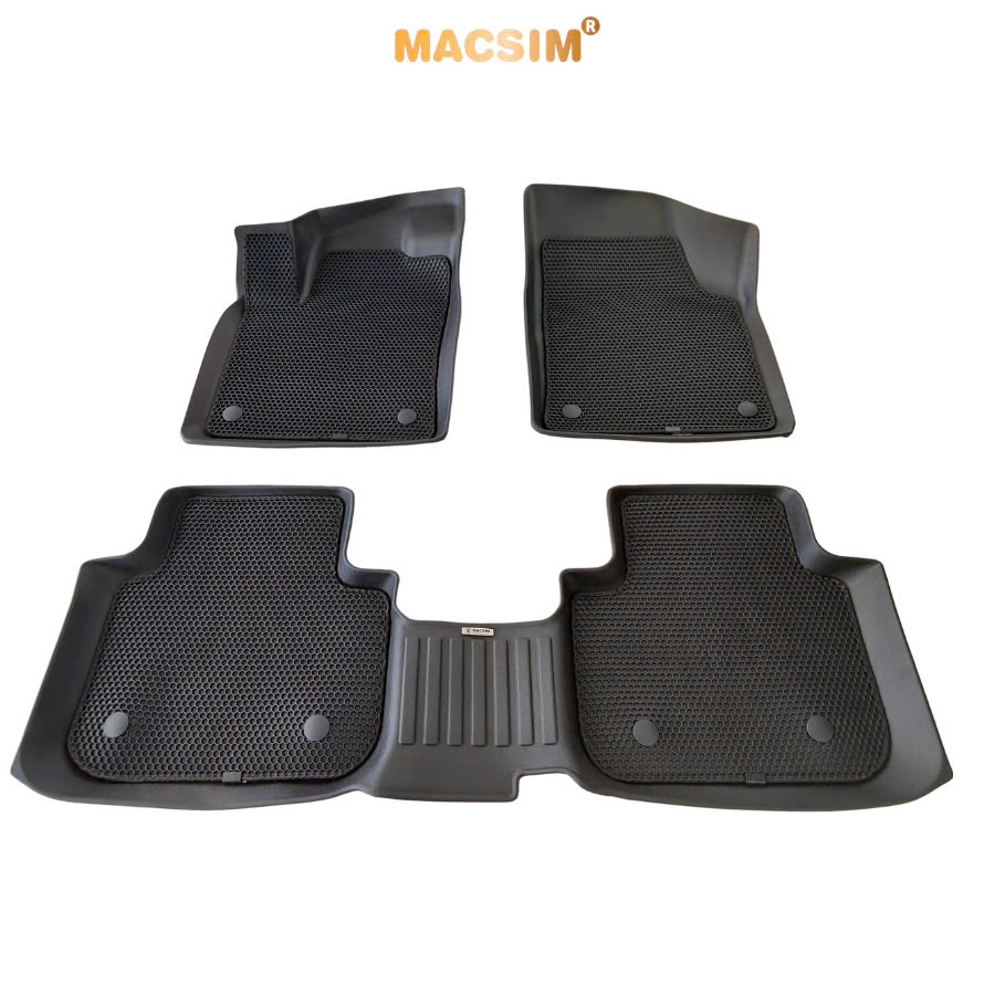 Thảm ô tô sd1 2 lớp dạng lưới lục giác Volkswagen teramont X màu đen - bề mặt cao su siêu sạch - Macsim