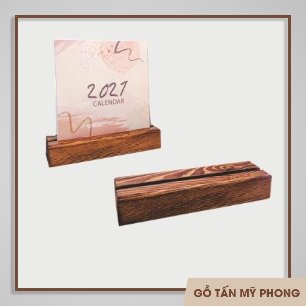 Kệ để lịch bàn | Chân đế gỗ tranh ảnh lưu niệm, namecard, menu rãnh 8mm