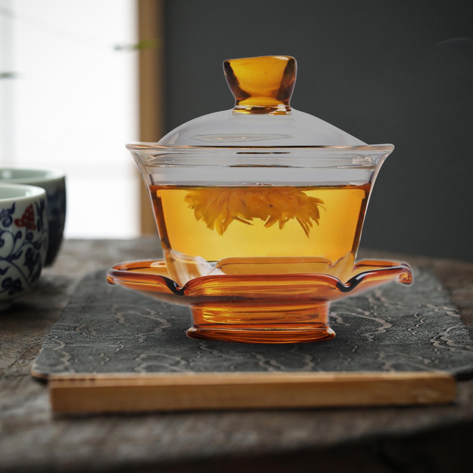 Glass Teapot Set with Lid Tea Maker Tea Cup Transparent Kungfu Glass Tea Set for Office
