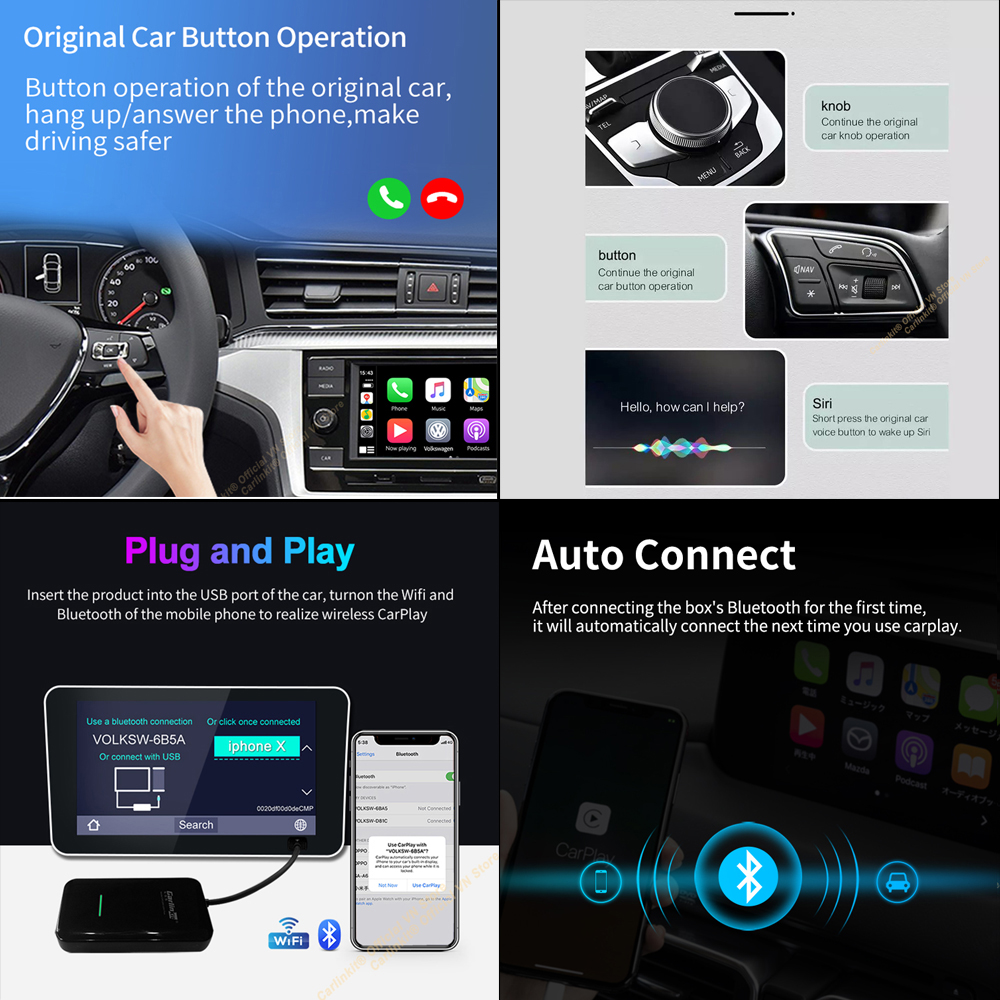 Carlinkit 2.0 U2W Plus 2021 - Apple Carplay không dây cho xe Honda màn hình nguyên bản.