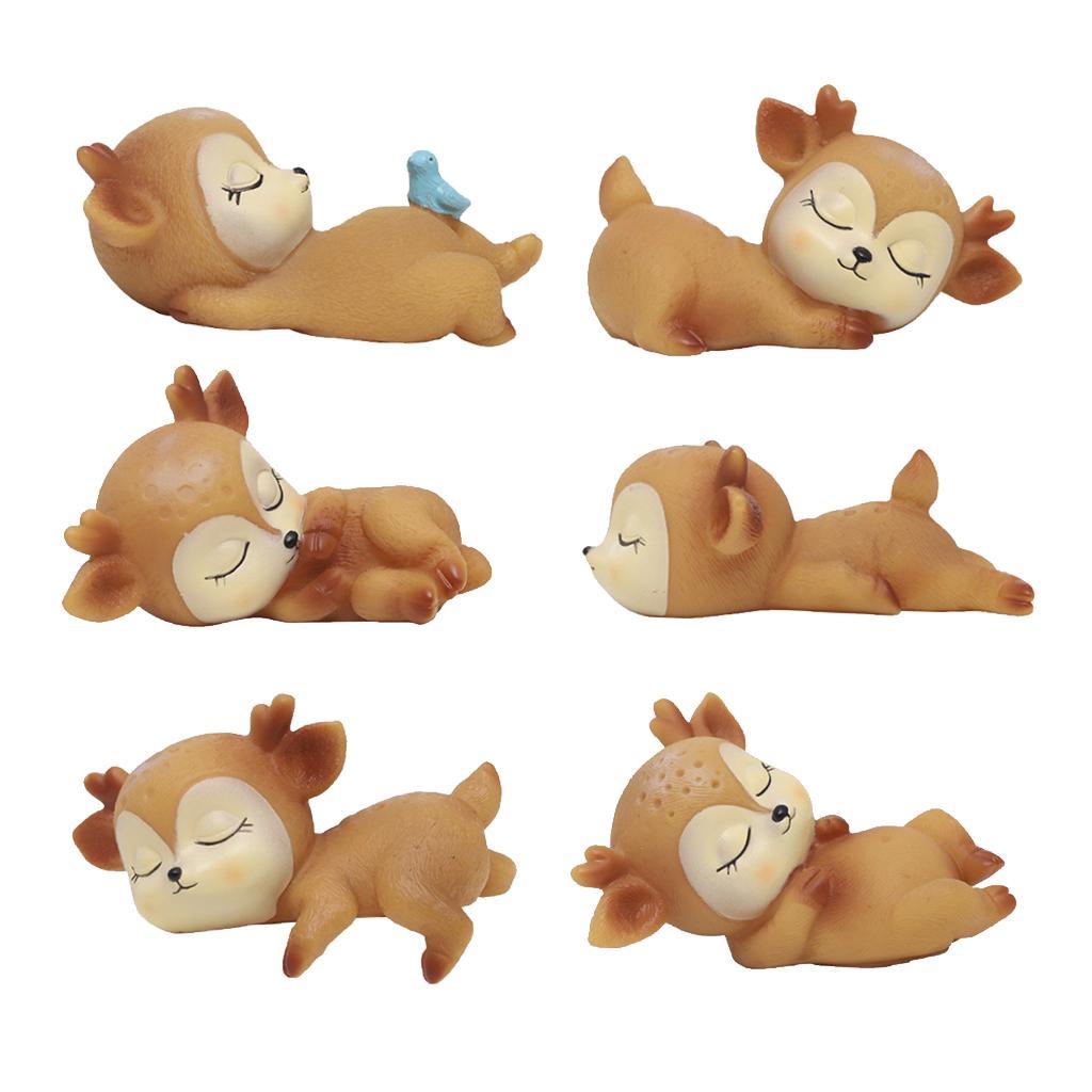 Deer Figurines Toys Home Decor Resin Ornament Cake Topper Party Desktop Decoration for Birthday Gifts