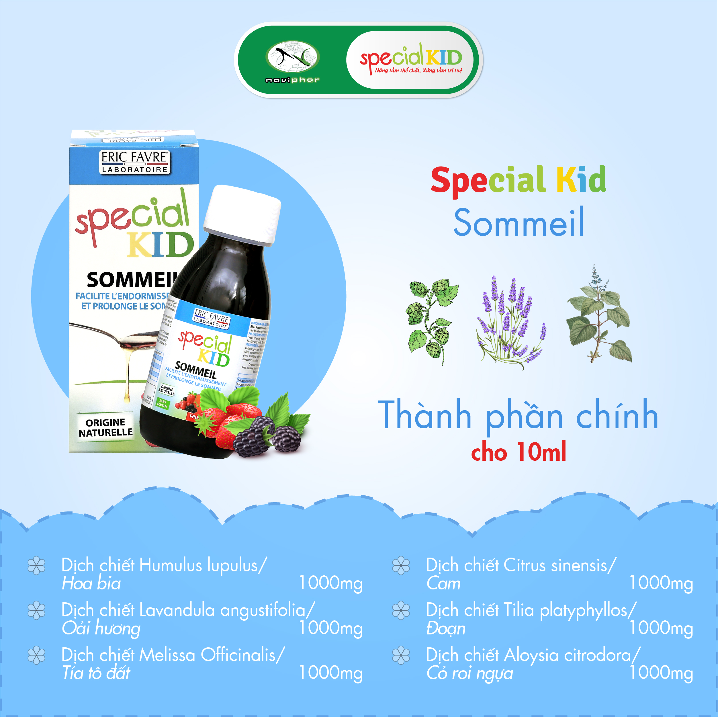 TPBVSK Special Kid Sommeil – Giúp ngủ ngon giấc, ngủ sâu giấc (125ml) [Siro – Nhập khẩu Pháp]