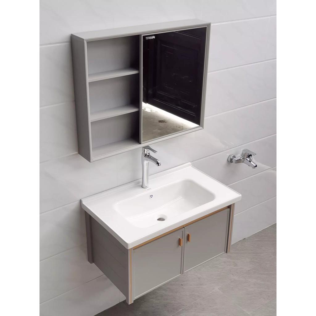 Bộ tủ Lavabo chất liệu Nhôm Aluminium chịu nước Eurolife BLV-AL10 màu Xanh nhạt