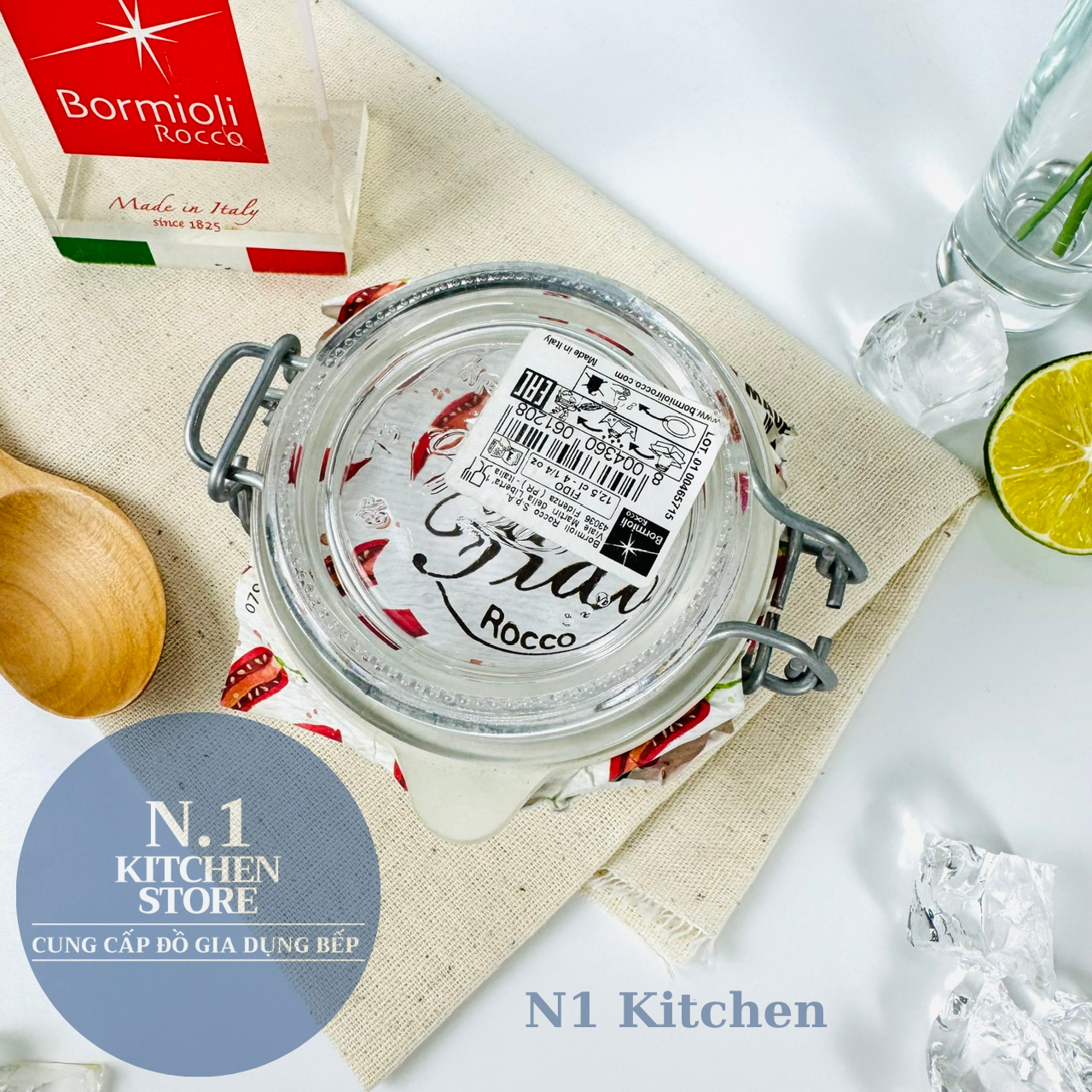 Fido hũ thủy tinh nắp cài kín hơi 130ml Bormioli Rocco - Hàng chính hãng