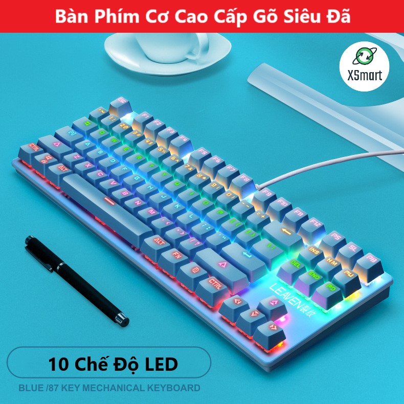 Bộ Bàn Phím Và Chuột CƠ LED XSmart đổi màu nhiều chế độ, combo full Xanh Ngọc siêu đẹp chơi game dùng văn phòng K2+M8 XANH - Hàng Chính Hãng