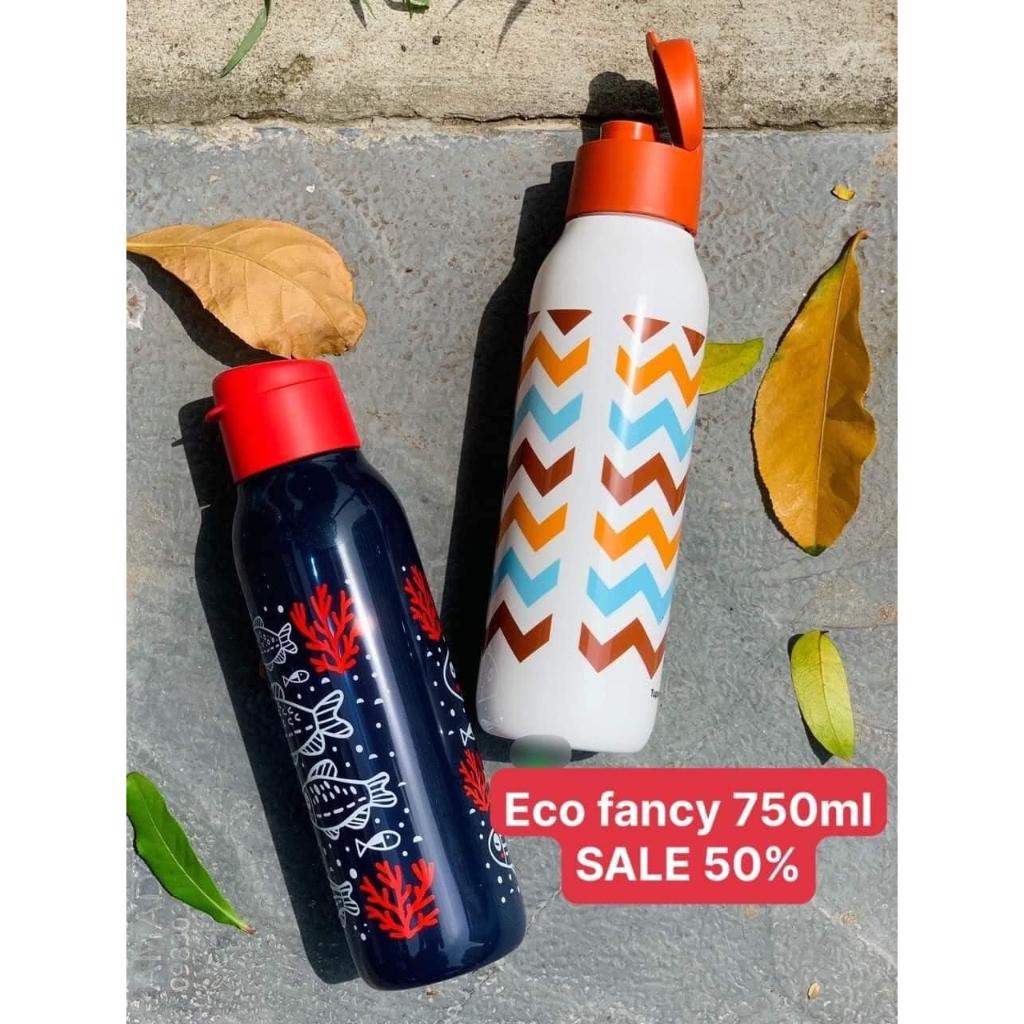 Bình Nước Eco Bottle Fancy 750ml, Màu trắng kèm hoạ sóng