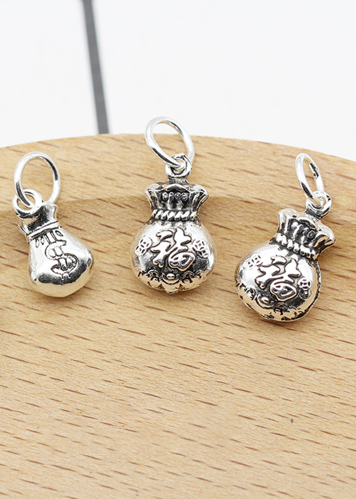 Combo 2 cái charm bạc hình túi tiền treo - Ngọc Quý Gemstones