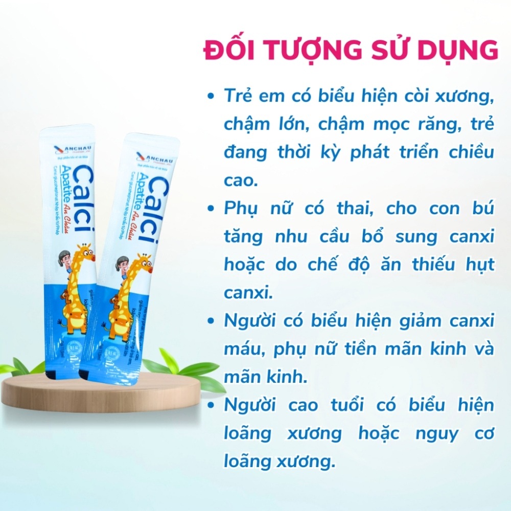 Canxi Hữu Cơ Cho Bé Calci Apatite An Châu Phòng Còi Xương, Giúp Bé Phát Triển Chiều Cao Vượt Trội (Hộp 20 Gói)