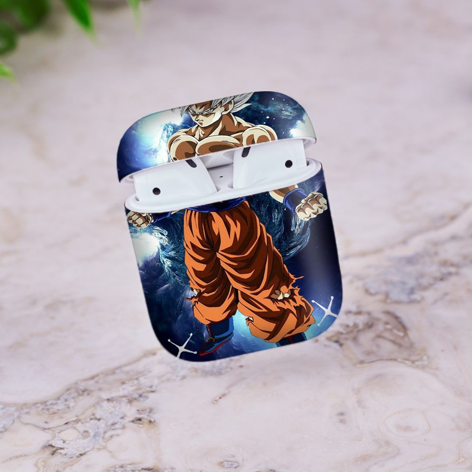 Miếng dán skin chống bẩn cho tai nghe AirPods in hình Songoku Dragon Ball - 7vnr010 (bản không dây 1 và 2)