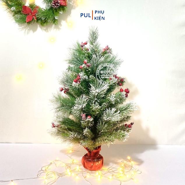 Cây thông noel mini để bàn 3 LOẠI LÁ PHỦ TUYẾT trang trí decor giáng sinh