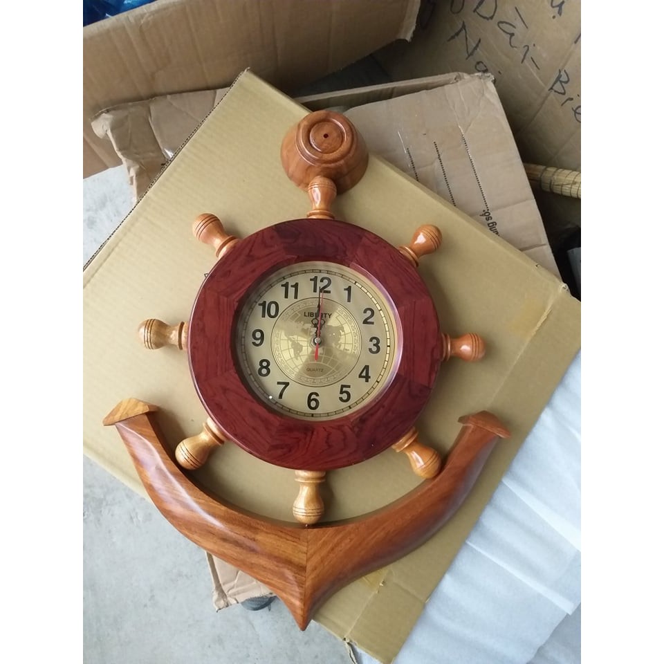 Đồng hồ gỗ mỏ neo cao cấp size 50cm