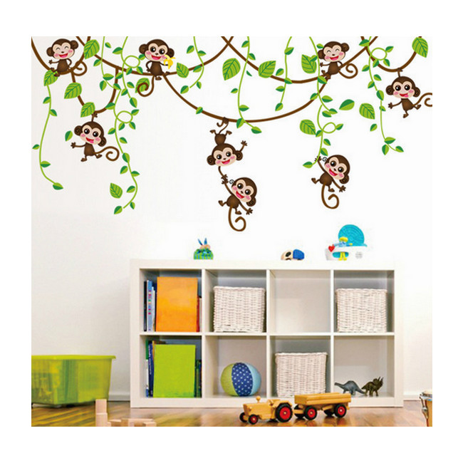 Decal dán tường khỉ đu dây EB23