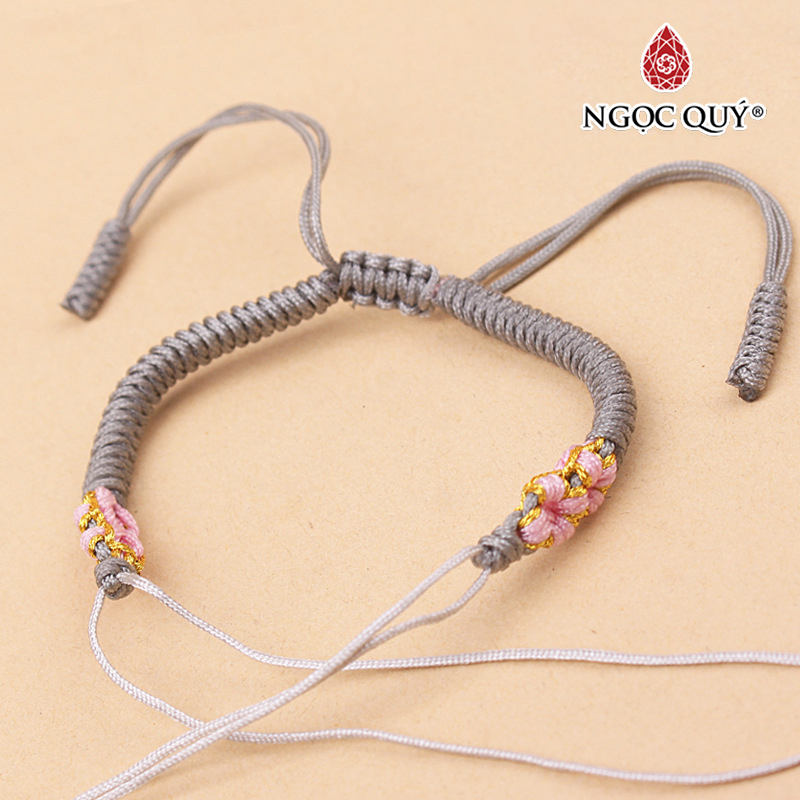 Vòng tay thắt dây vải họa tiết hoa - Ngọc Quý Gemstones