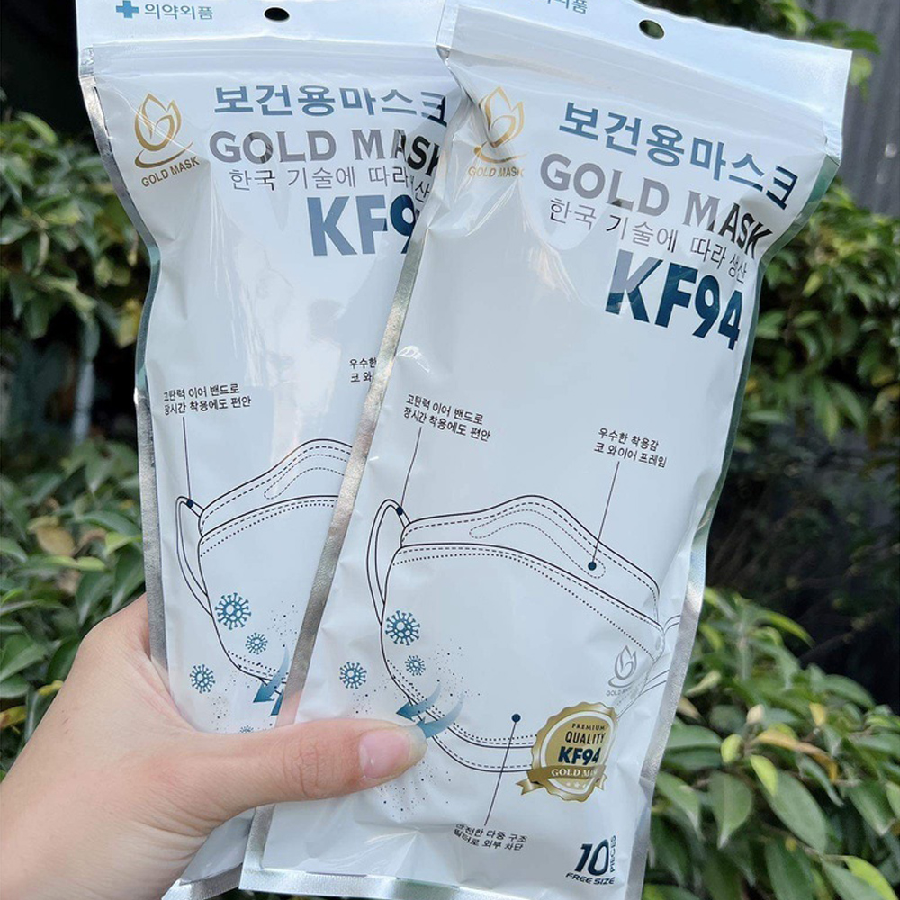 Set 20 khẩu trang KF94 Gold Mask tiêu chuẩn Hàn Quốc kháng khuẩn chống bụi mịn cao cấp