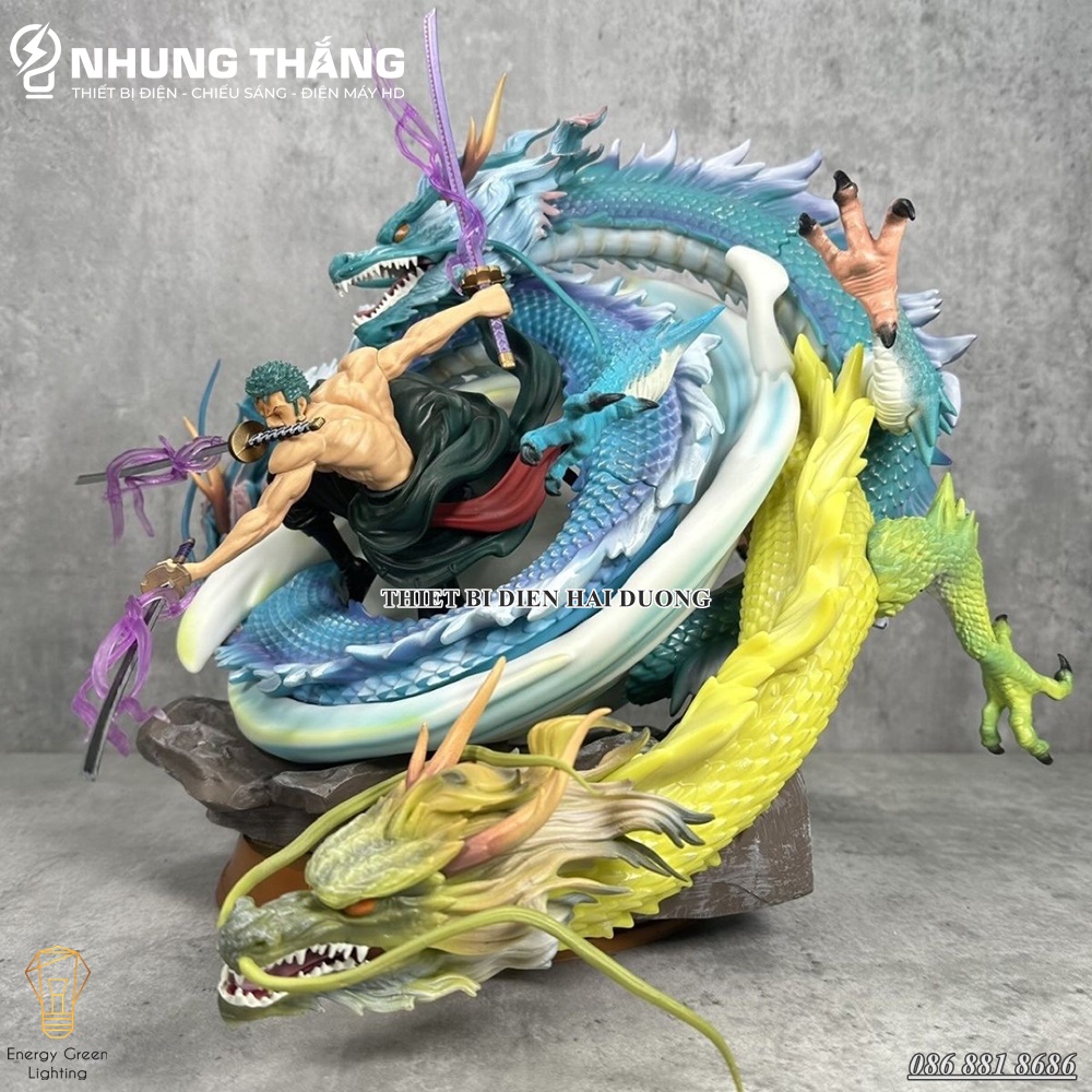 Mô Hình One Pice Zoro Tam Long Siêu Chất OP-002 - Cao 35cm - 2 Đầu Thay Thế - 3 Kiếm Hiệu Ứng - CÓ VIDEO