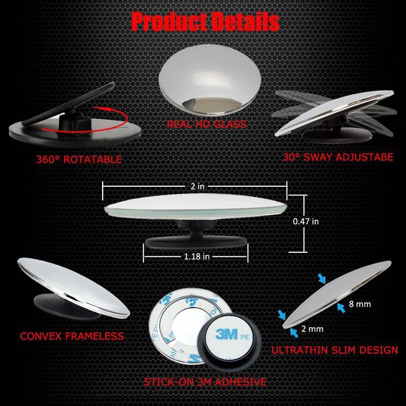 Kính Chiếu Hậu Hình Tròn 2 '' Xoay 360 Độ Cho Xe Hơi