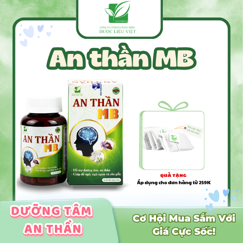 An Thần MB Hỗ Trợ An Thần Ngủ Ngon, Hỗ Trợ Giảm Tình Trạng Căng Thẳng Lo Âu Mệt Mỏi, Hộp 60 viên