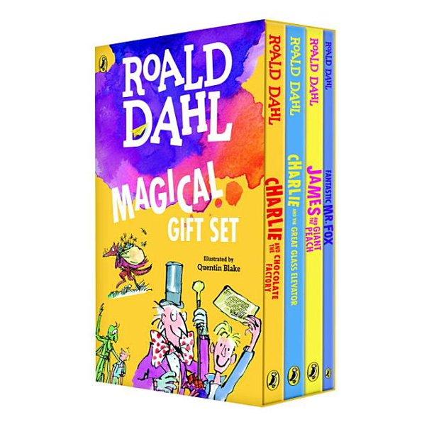 Roald Dahl Magical Gift Set (4 Books): Charlie and the Chocolate Factory, James and the Giant Peach, Fantastic Mr. Fox, Charlie and the Great Glass Elevator