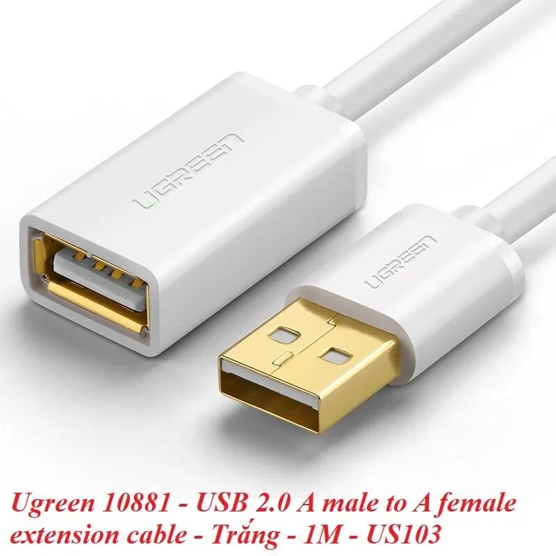 Ugreen UG10881US103TK 1M màu Trắng Cáp tín hiệu nối dài USB 2.0 lõi thuần đồng - HÀNG CHÍNH HÃNG