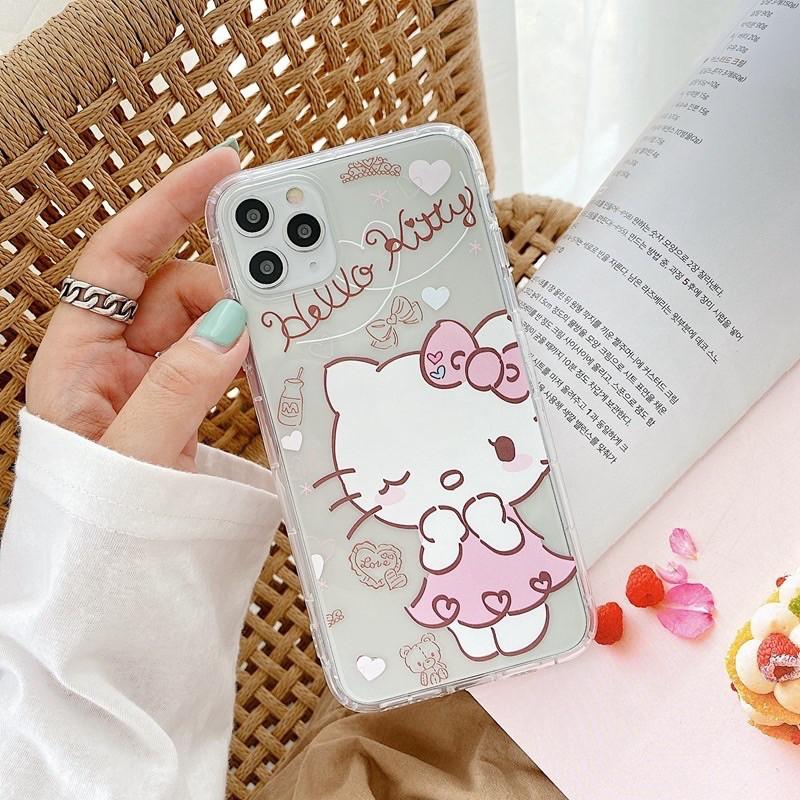 Ốp Lưng Case dành cho Iphone Dẻo Hello kitty hồng Trong Không Ngả Màu 7g/8g/7Plus/8Plus/X/Xs/Xsmax/Xr/11/11Pro/11Promax/12/12pr