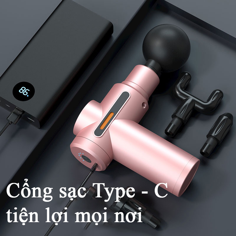 Máy Massage Cầm Tay Mini Toàn Thân 4 Đầu Mát Xa 6 Cấp Độ Đa Năng Máy Massage Cổ Vai Gáy Kiêm Súng Massage Tay Chân Giúp Giãn Cơ Không Gây Ồn Có Sạc Tích Điện Tiện Lợi