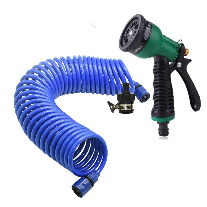 Bộ vòi xịt nước tưới cây đa năng 7 chế độ kèm dây tưới lò xo 15m 206791-2