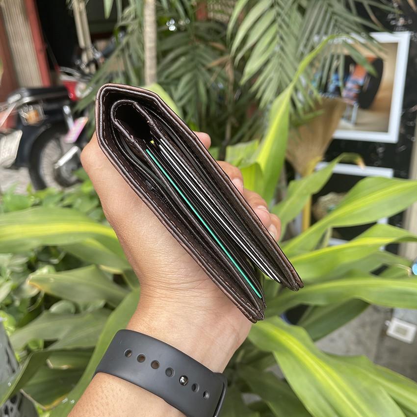Bóp Da Cá Sấu Ví Nam Cá Sấu Gai Đuôi Cao Cấp Giá Rẻ Màu Nâu ST03 Full Hộp