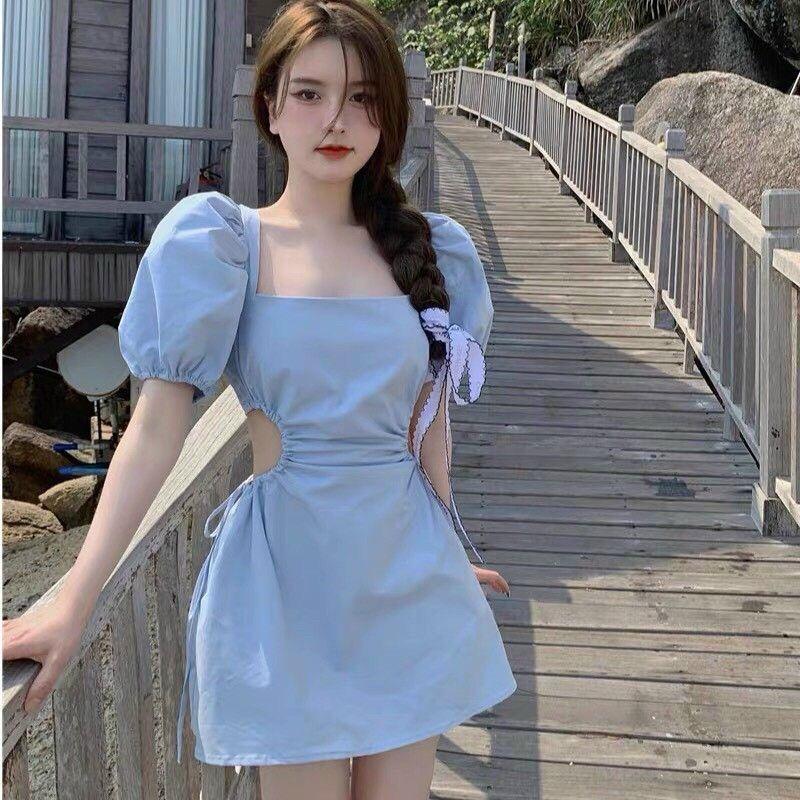ĐẦM NỮ KATE KHOÉT EO 2 BÊN THẮT DÂY XINH
