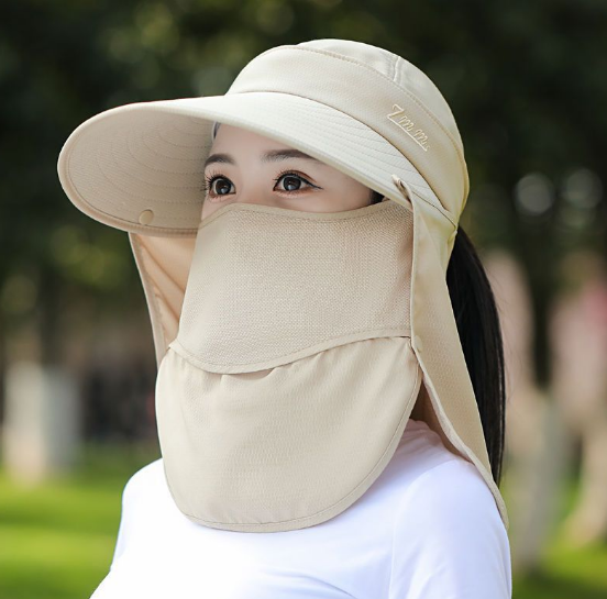 Mũ rộng vành chống nắng kèm khẩu trang 360 độ, nón nữ chống nắng tạo kiểu mới