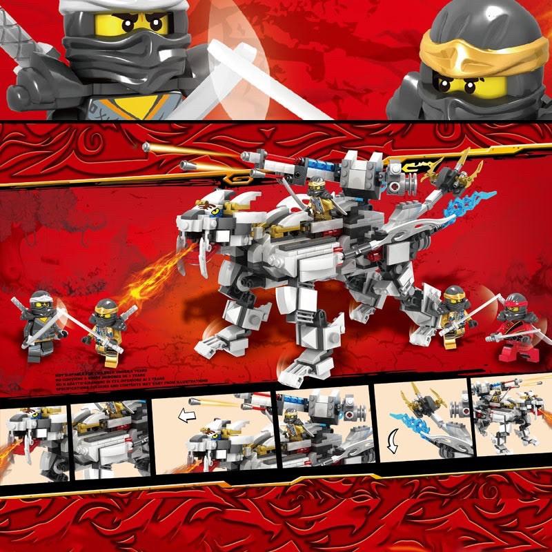 Đồ chơi Lắp ráp xếp hình non Lego ninjago Hổ Bạc cổ đại phun lửa của ninja đất cole 803 chi tiết